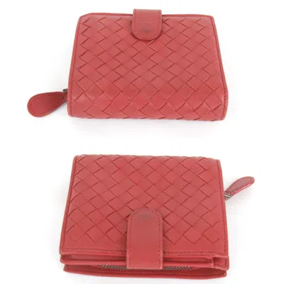 Pre-owned Bottega Veneta Red Color Leather Wallet (bi-fold) ()