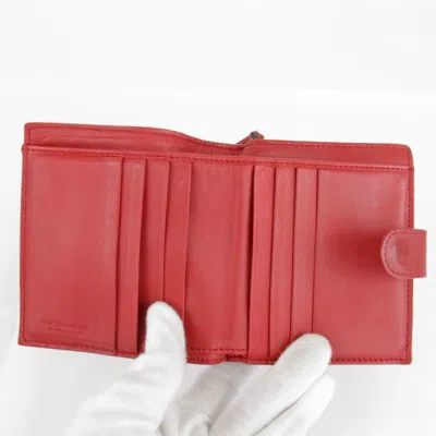 Pre-owned Bottega Veneta Red Color Leather Wallet (bi-fold) ()