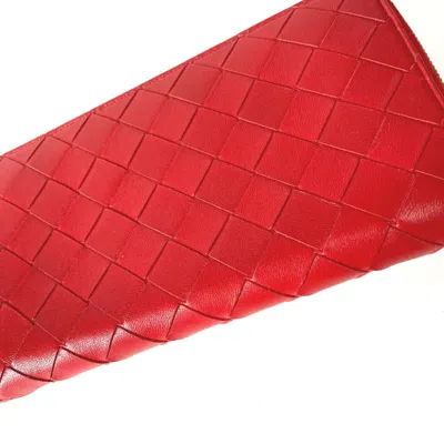 Pre-owned Bottega Veneta Red Leather Long Wallet (bi-fold) ()