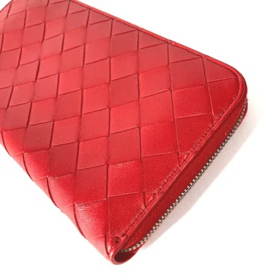 Pre-owned Bottega Veneta Red Leather Long Wallet (bi-fold) ()
