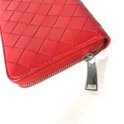 Pre-owned Bottega Veneta Red Leather Long Wallet (bi-fold) ()