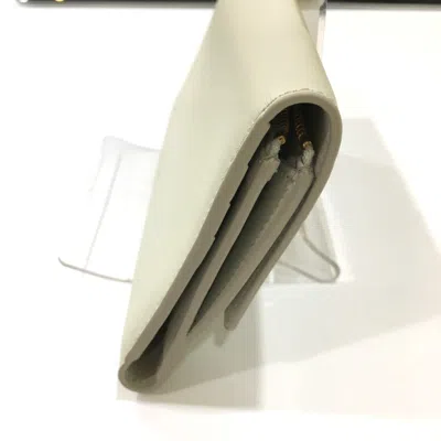 Pre-owned Bottega Veneta White Leather Long Wallet (bi-fold) ()