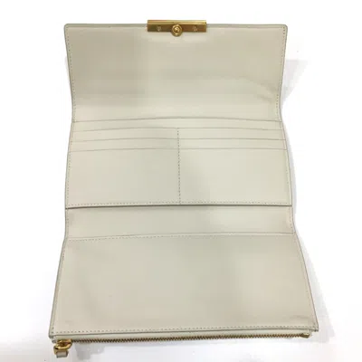 Pre-owned Bottega Veneta White Leather Long Wallet (bi-fold) ()