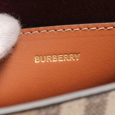 Burberry Beige Brown Multi-color Coated Canvas Leather Shoulder Bag In Beige, Brown, Multi-color