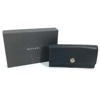 Pre-owned Bvlgari Black Leather Long Wallet (bi-fold) ()