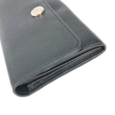 Pre-owned Bvlgari Black Leather Long Wallet (bi-fold) ()