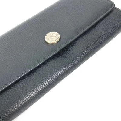 Pre-owned Bvlgari Black Leather Long Wallet (bi-fold) ()