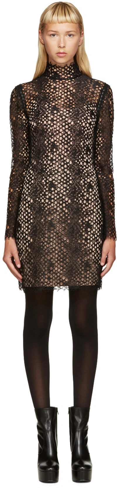 Alexander Wang Long-sleeved Lace Mini Dress In Jet