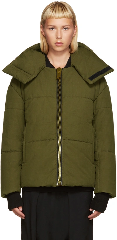 Palm Angels Green Down Maxi Puller Jacket