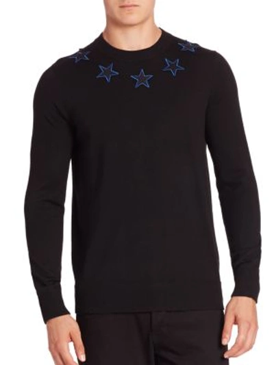 Shop Givenchy Star Embroidered Wool Jumper In Black