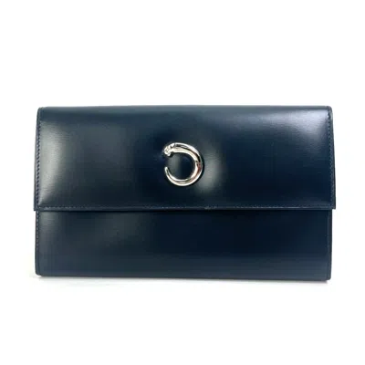 Pre-owned Cartier Black Leather Long Wallet (bi-fold) ()