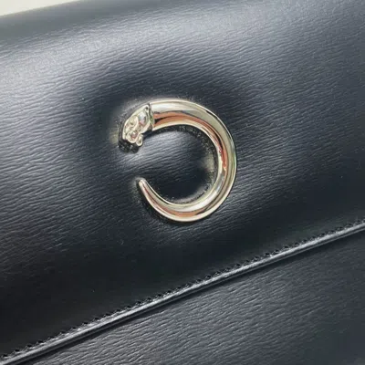Pre-owned Cartier Black Leather Long Wallet (bi-fold) ()