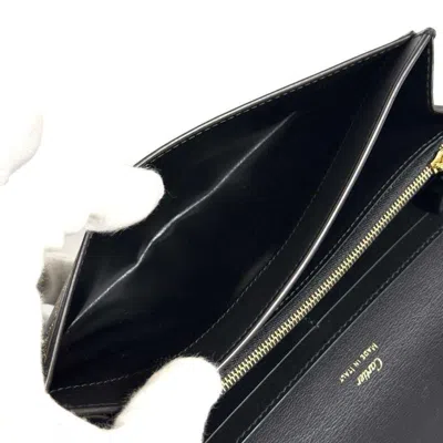 Pre-owned Cartier Black Leather Long Wallet (bi-fold) ()