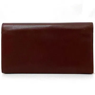 Pre-owned Cartier Bordeaux Leather Long Wallet (bi-fold) ()