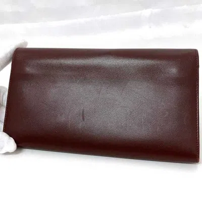 Pre-owned Cartier Bordeaux Leather Long Wallet (bi-fold) ()
