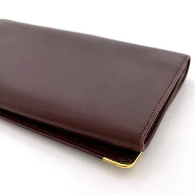 Pre-owned Cartier Bordeaux Leather Long Wallet (bi-fold) ()