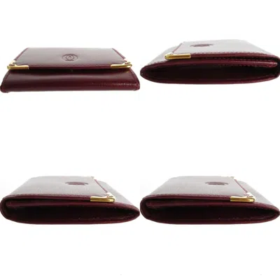 Pre-owned Cartier Burgundy Leather Coin Purse/coin Case ()