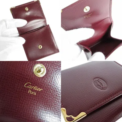 Pre-owned Cartier Burgundy Leather Coin Purse/coin Case ()