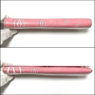 Pre-owned Cartier Pink Patent Leather Long Wallet (bi-fold) ()