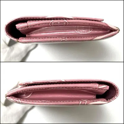 Pre-owned Cartier Pink Patent Leather Long Wallet (bi-fold) ()