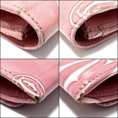 Pre-owned Cartier Pink Patent Leather Long Wallet (bi-fold) ()