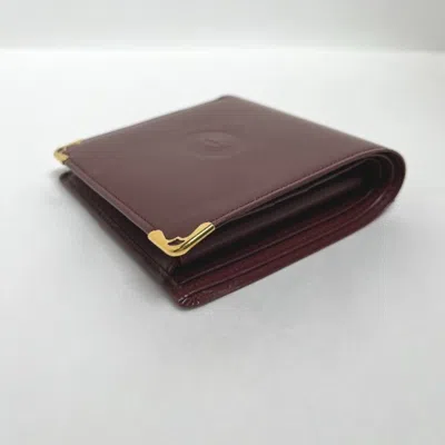 Pre-owned Cartier Wine Red Leather Wallet (bi-fold) ()