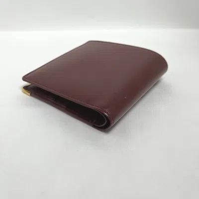 Pre-owned Cartier Wine Red Leather Wallet (bi-fold) ()