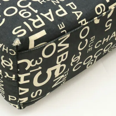 Pre-owned Chanel Black Ivory Canvas Plastic Pouch Shoulder Bag Tote Bag () In Black, Ivory