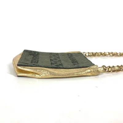Pre-owned Chanel Gold Khaki Leather Pochette Shoulder Bag () In Gold, Khaki