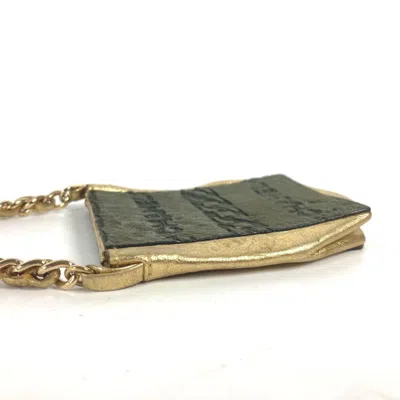 Pre-owned Chanel Gold Khaki Leather Pochette Shoulder Bag () In Gold, Khaki