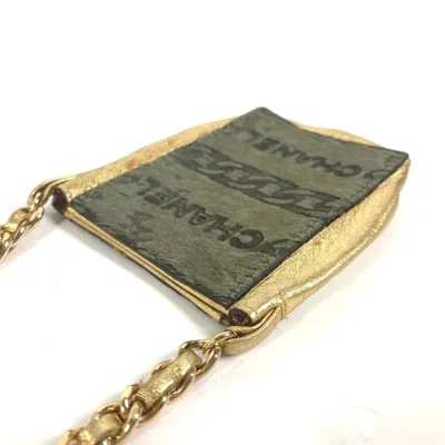 Pre-owned Chanel Gold Khaki Leather Pochette Shoulder Bag () In Gold, Khaki