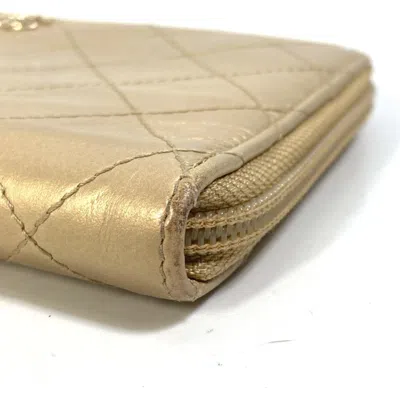 Pre-owned Chanel Gold Leather Long Wallet (bi-fold) ()