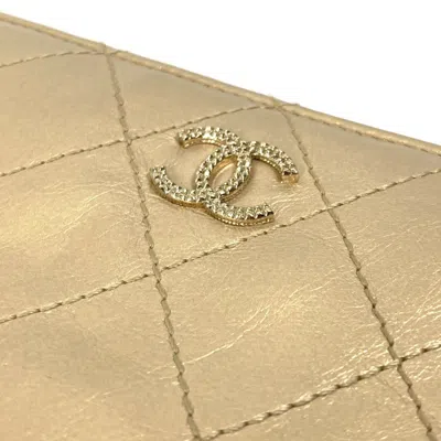 Pre-owned Chanel Gold Leather Long Wallet (bi-fold) ()