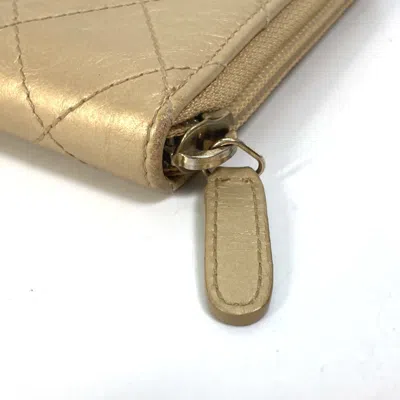 Pre-owned Chanel Gold Leather Long Wallet (bi-fold) ()