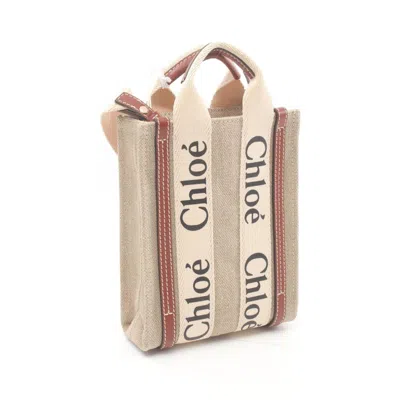 Chloé Beige Brown Canvas Leather Handbag Tote Bag In Beige, Brown