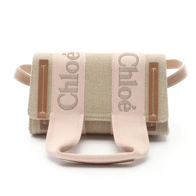 Chloé Beige Brown Pink Fabric Leather Shoulder Bag In Beige, Brown, Pink
