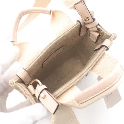 Chloé Beige Pink Canvas Leather Handbag Tote Bag In Beige, Pink
