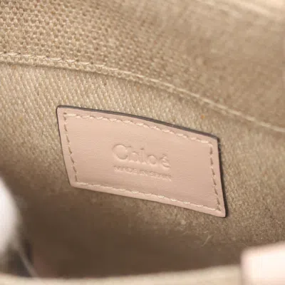 Chloé Beige Pink Canvas Leather Handbag Tote Bag In Beige, Pink