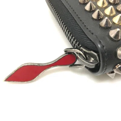 Pre-owned Christian Louboutin Black Leather Long Wallet (bi-fold) ()