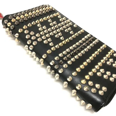 Pre-owned Christian Louboutin Black Leather Long Wallet (bi-fold) ()