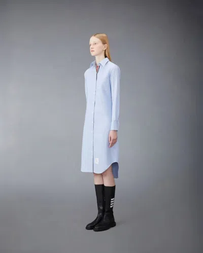 Thom Browne Blue Oxford Stripe Shirt Midi Dress In Light Blue