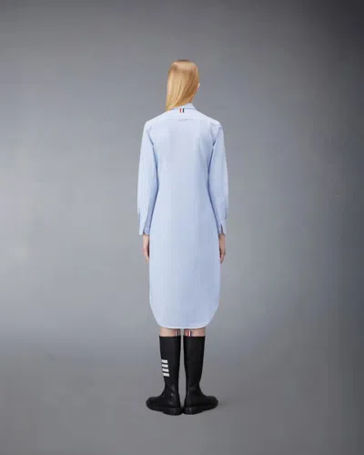 Thom Browne Blue Oxford Stripe Shirt Midi Dress In Light Blue