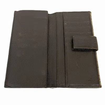 Pre-owned Gucci Beige Brown Canvas Leather Long Wallet (bi-fold) () In Beige, Brown