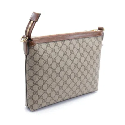 Gucci Beige Brown Pvc Leather Messenger Bag Shoulder Bag In Beige, Brown