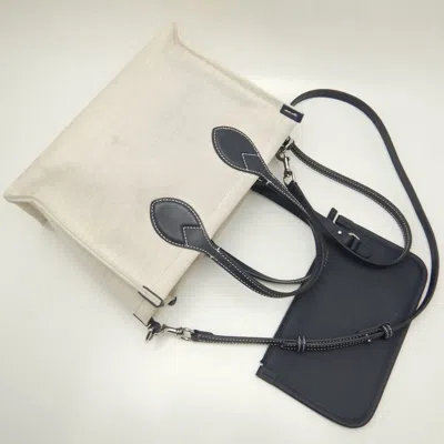 Pre-owned Gucci Beige Navy Canvas Tote Bag () In Beige, Navy