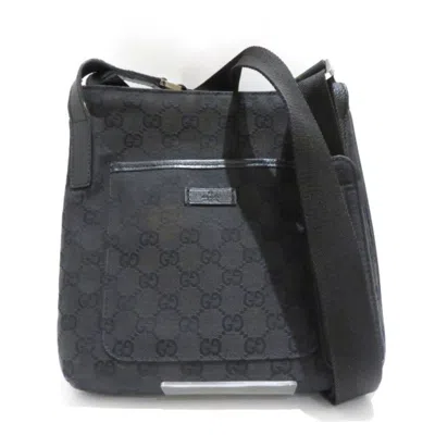 Pre-owned Gucci Black Gg Canvas Leather Shoulder Bag ()