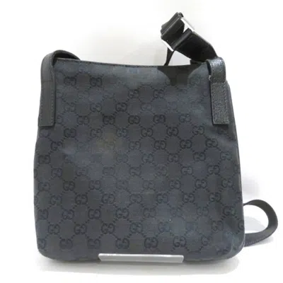 Pre-owned Gucci Black Gg Canvas Leather Shoulder Bag ()