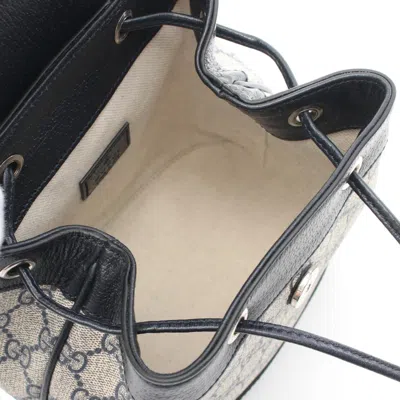 Pre-owned Gucci Navy White Pvc Coated Canvas Leather Backpack () In Navy, White