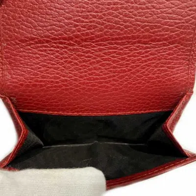 Pre-owned Gucci Red Color Leather Wallet (tri-fold) ()