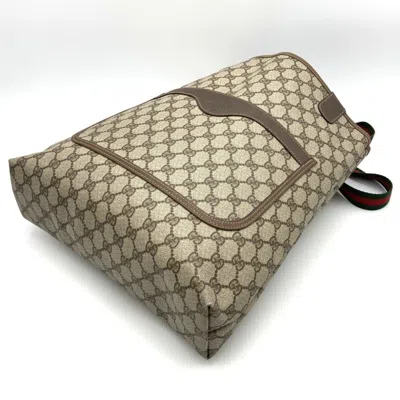 Pre-owned Gucci Sherry Line Brown Gg Supreme Leather Tote Bag ()